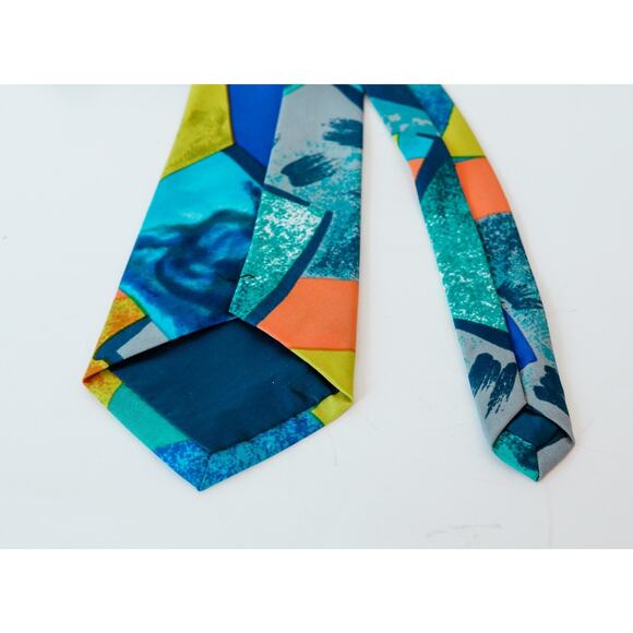 Chains World Silky Select Geometric Abstract Silk tie 56" Retro Business Wedding - Picture 11 of 13